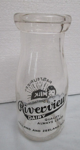 Riverview dairy glass bottle - glass,